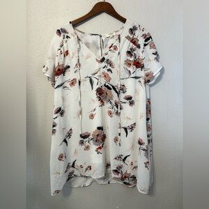 Umgee Floral Peasant Tunic Top Size Small